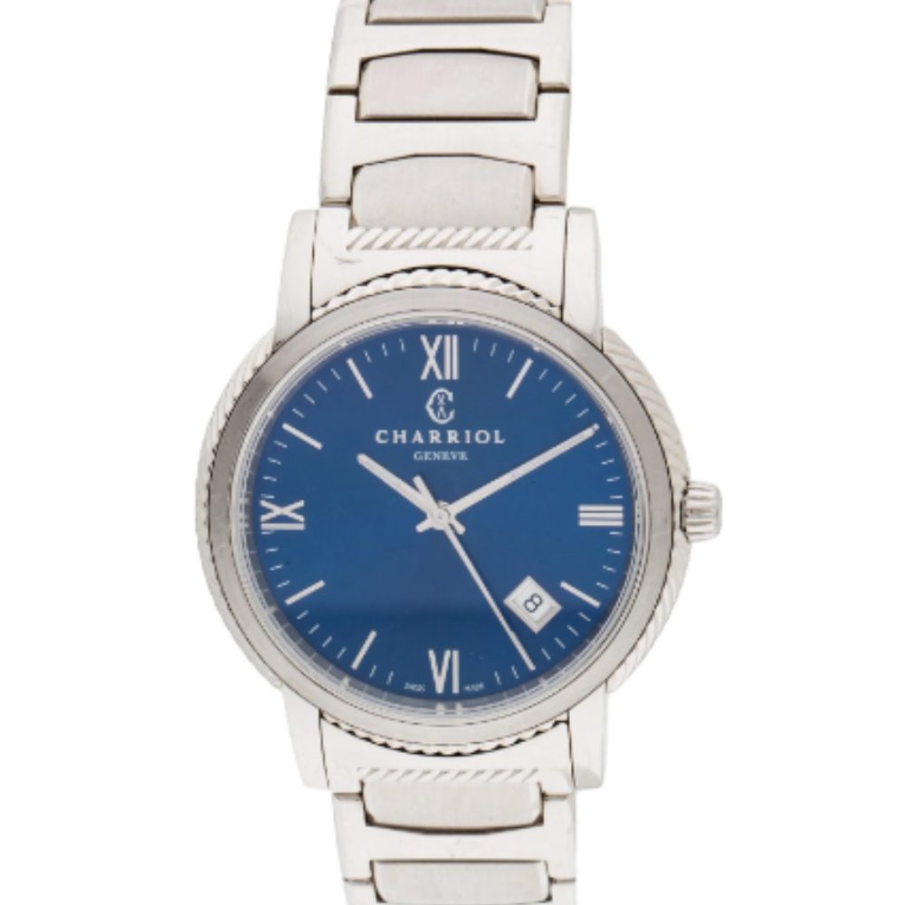Authentic CHARRIOL Parisii Watch Quartz Blue Dial